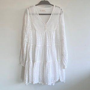 Lucky Brand White Tiered Woven Peasant Dress